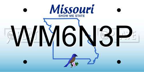 WM6N3P Missouri License Plate