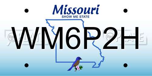 WM6P2H Missouri License Plate