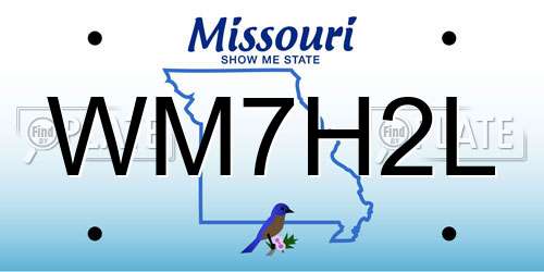 WM7H2L Missouri License Plate