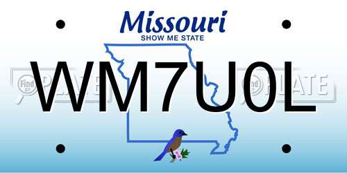 WM7U0L Missouri License Plate