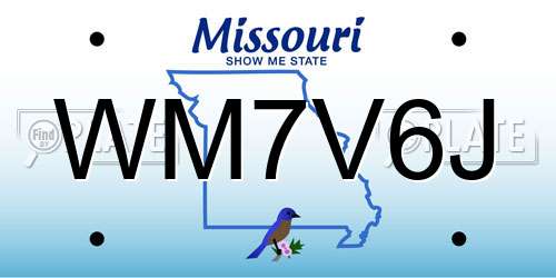 WM7V6J Missouri License Plate