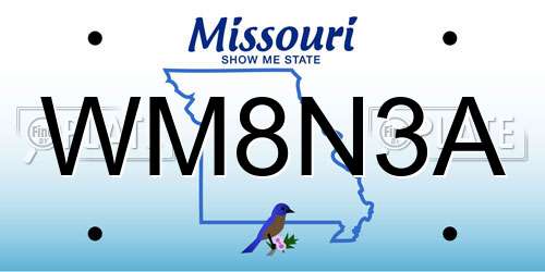 WM8N3A Missouri License Plate