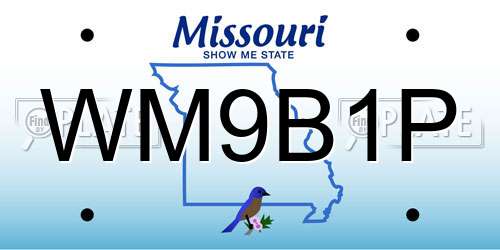 WM9B1P Missouri License Plate