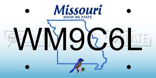 WM9C6L Missouri License Plate