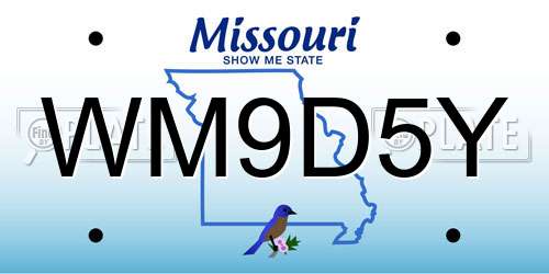 WM9D5Y Missouri License Plate