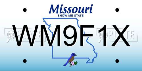 WM9F1X Missouri License Plate