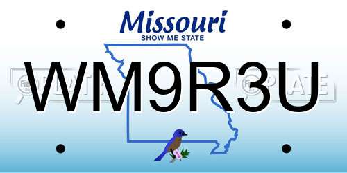 WM9R3U Missouri License Plate