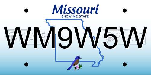 WM9W5W Missouri License Plate