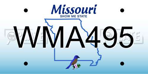 WMA495 Missouri License Plate