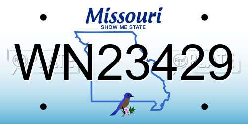 WN23429 Missouri License Plate