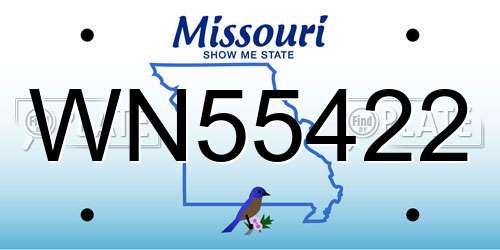 WN55422 Missouri License Plate