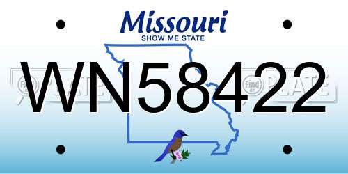 WN58422 Missouri License Plate