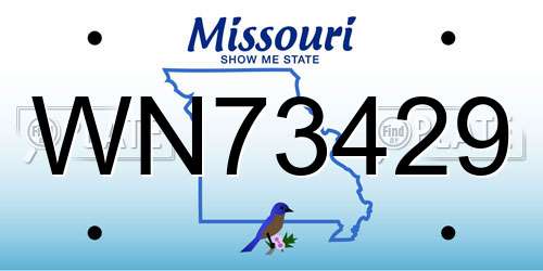 WN73429 Missouri License Plate