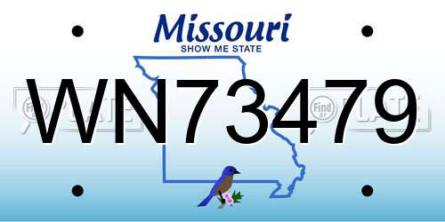 WN73479 Missouri License Plate