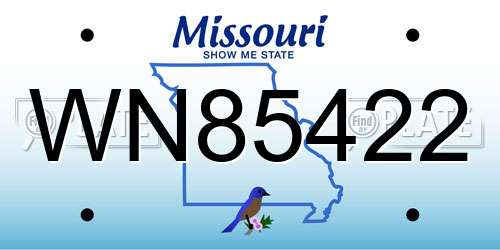 WN85422 Missouri License Plate