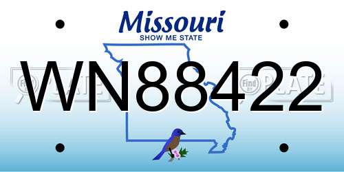 WN88422 Missouri License Plate