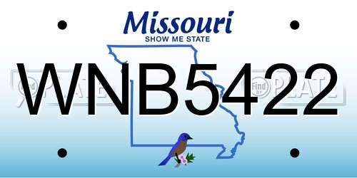 WNB5422 Missouri License Plate