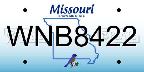 WNB8422 Missouri License Plate