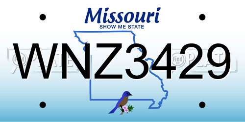 WNZ3429 Missouri License Plate