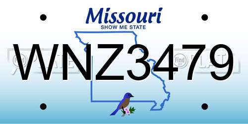 WNZ3479 Missouri License Plate