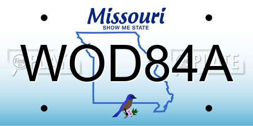 WOD84A Missouri License Plate