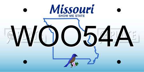 WOO54A Missouri License Plate