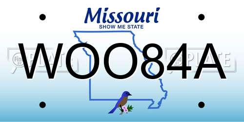 WOO84A Missouri License Plate