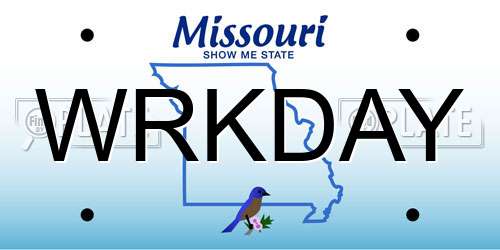 WRKDAY Missouri License Plate