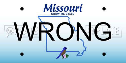 WRONG Missouri License Plate