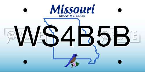 WS4B5B Missouri License Plate