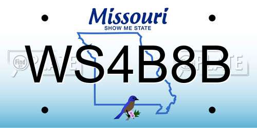WS4B8B Missouri License Plate