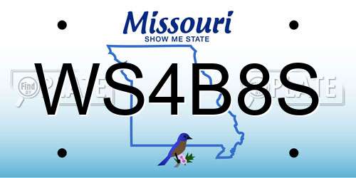 WS4B8S Missouri License Plate