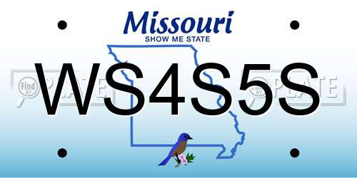 WS4S5S Missouri License Plate