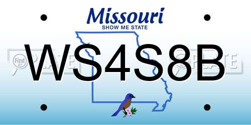 WS4S8B Missouri License Plate