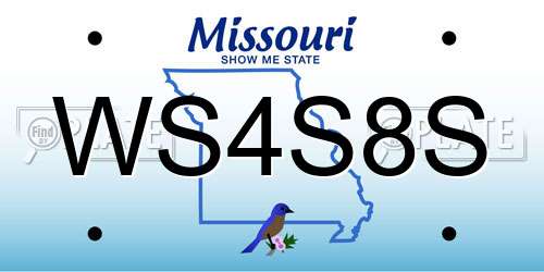 WS4S8S Missouri License Plate