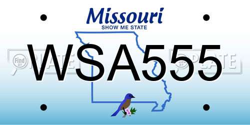 WSA555 Missouri License Plate