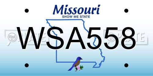 WSA558 Missouri License Plate