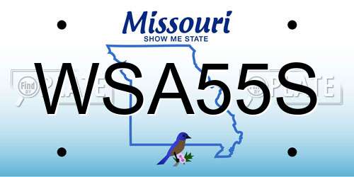WSA55S Missouri License Plate