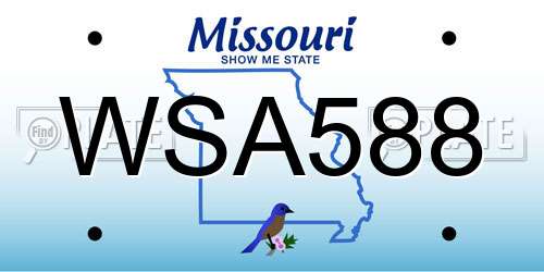 WSA588 Missouri License Plate