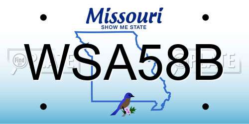 WSA58B Missouri License Plate