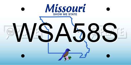 WSA58S Missouri License Plate