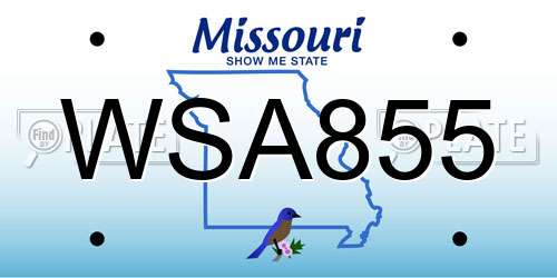 WSA855 Missouri License Plate