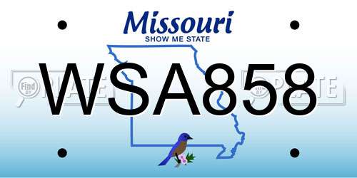 WSA858 Missouri License Plate