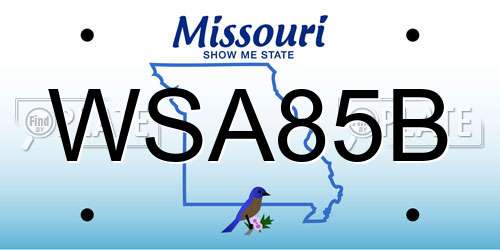 WSA85B Missouri License Plate