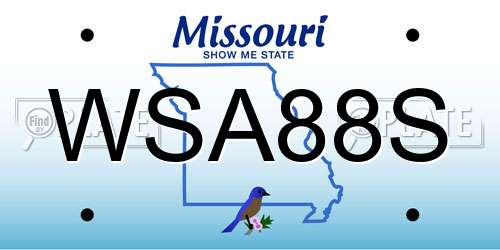 WSA88S Missouri License Plate