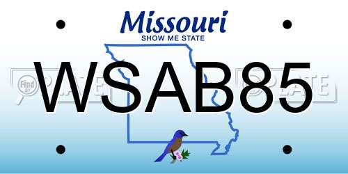 WSAB85 Missouri License Plate