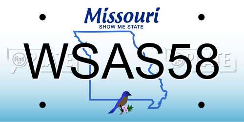 WSAS58 Missouri License Plate