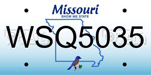 WSQ5035 Missouri License Plate
