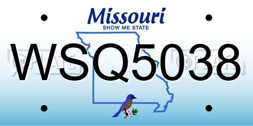 WSQ5038 Missouri License Plate