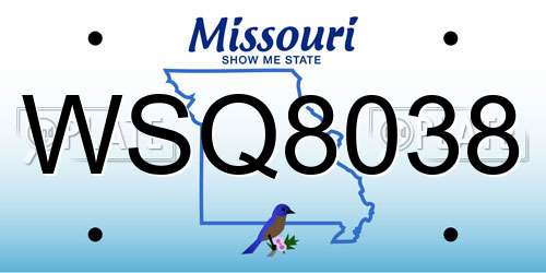 WSQ8038 Missouri License Plate